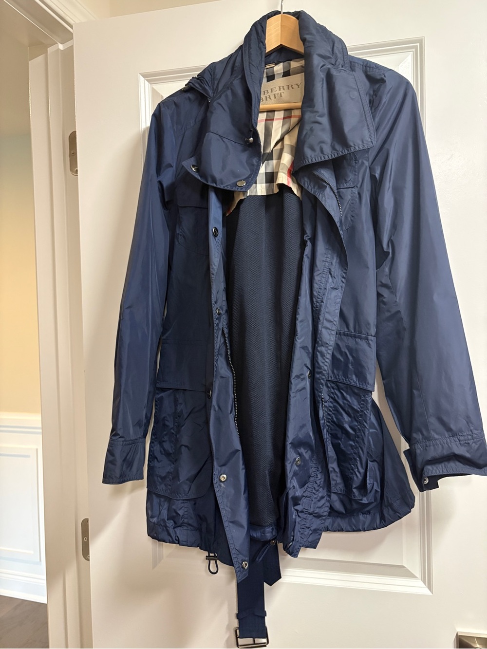 Burberry Beige and Navy Classic Check Jacket
